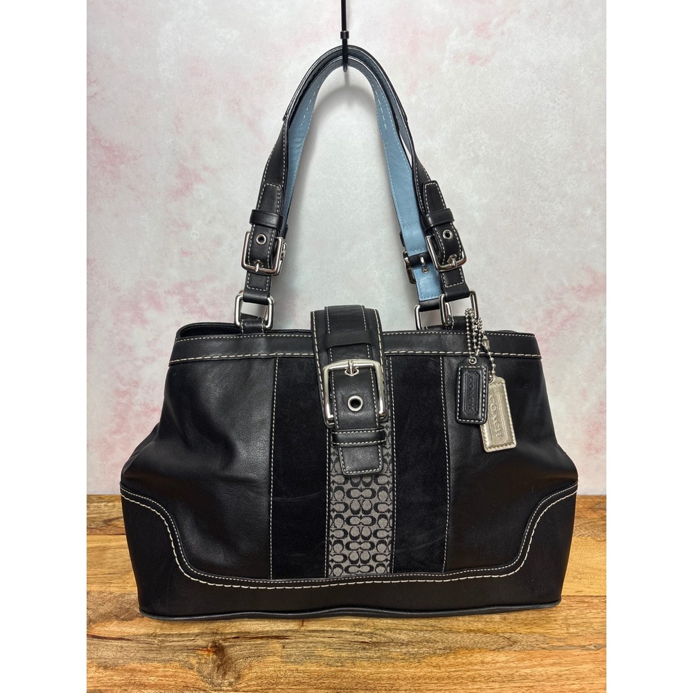 the Coach Hamptons Signature Stripe Carryall/Satchel Style #11345